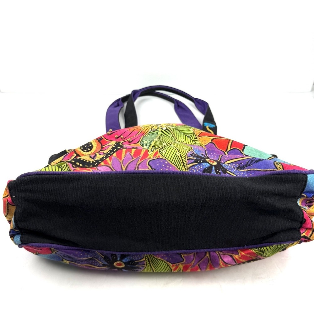 Laurel Burch Handbag Floral Canvas Colorful Boho Beaded Travel Shoulder Bag - Picture 8 of 16